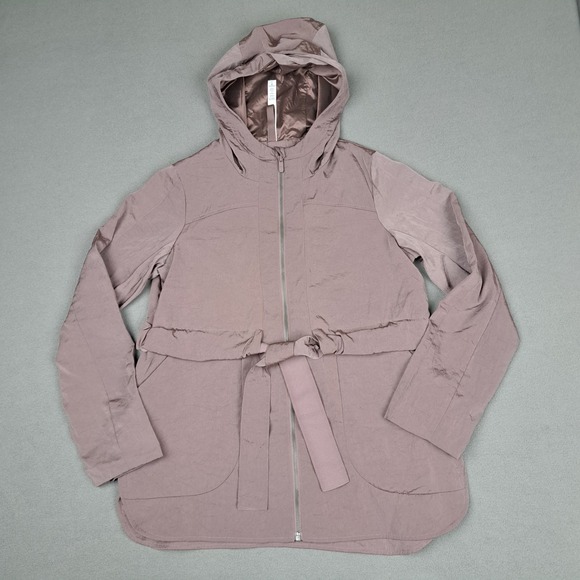 Lululemon Rain Jacket Womens 6 Misty Mocha Belted Water Repellent Athletic - Picture 2 of 14
